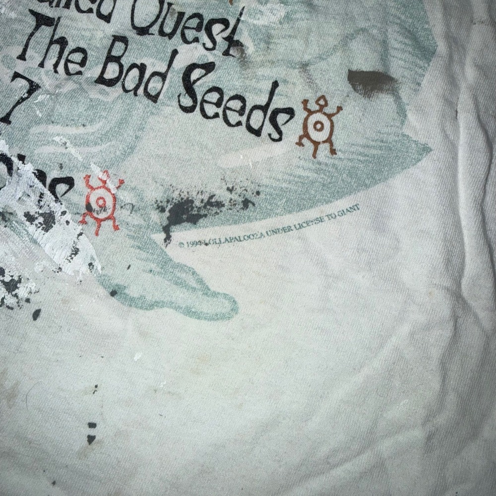 VTG Lollapalooza 1994 Tour Shirt Mens XL White Fair Distressed Smashing Pumpkins - Picture 7 of 7